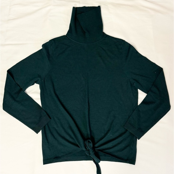 Talbots Sweaters - Talbots 100% Merino Wool Turtleneck Dark Green Comfy Waist Tie Sweater